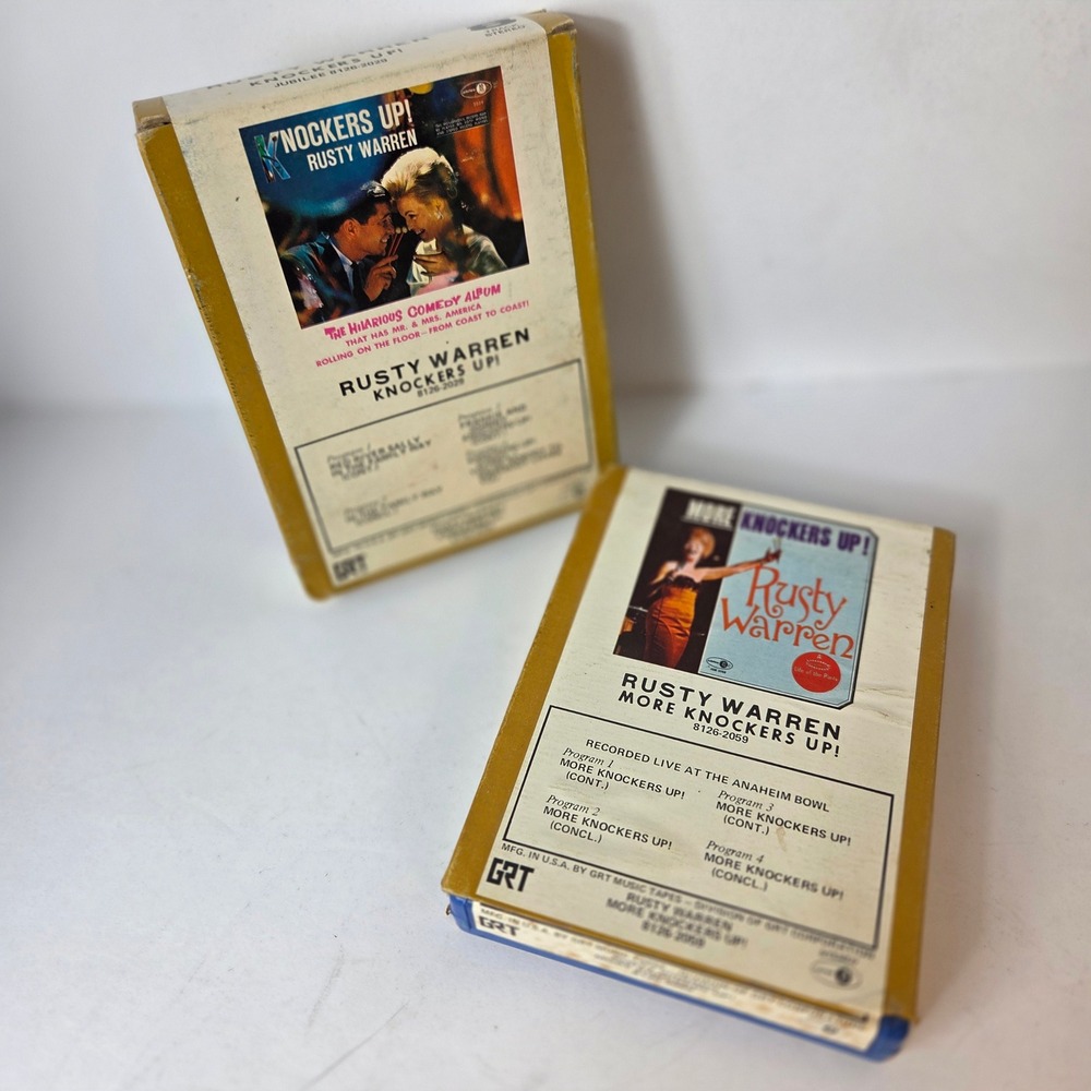Rusty Warren Knockers Up & More Knockers Up 8-Track Tape Lot Jubilee Comedy